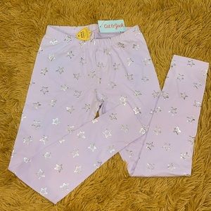Cat & Jack Girls Leggings crystal violet stars silver Large 10/12 NWT
